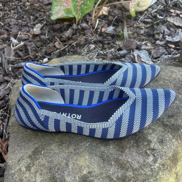 Rothy's The Point Flat Blue White Stripe Riviera Size 6.5‎ - Picture 8 of 8